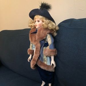 Vintage Reproduction Hand Painted Porcelain Doll